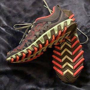 Pink and blue Adidas sneakers